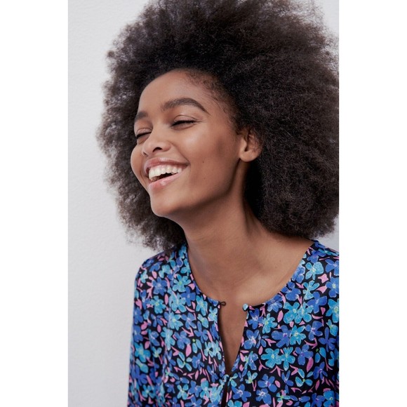 ZARA Women's Dress Satin Effects Midi Floral Blue Pink Size XS NEW - Picture 6 of 6